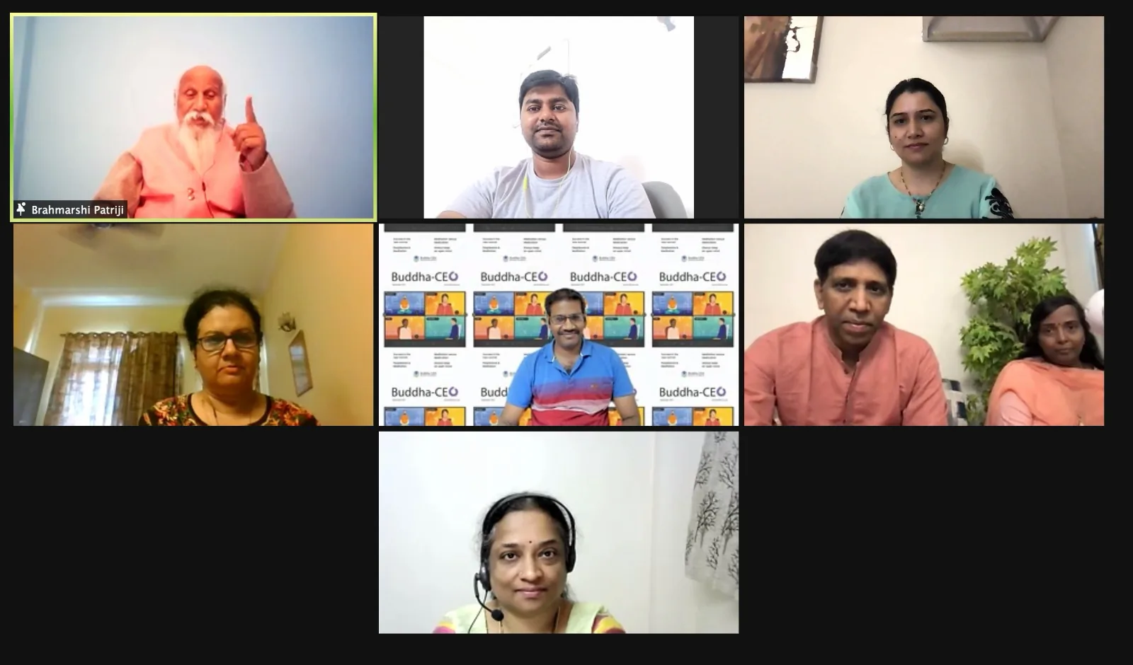 Brahmarshi Patriji speaking in a Buddha-CEO online session